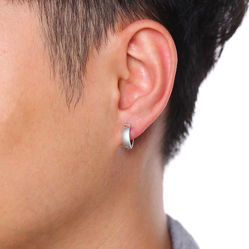 SIISPRI Stainless Steel Mens Womens Clip On Earrings Hoop Huggie Non-Piercing - color: Silver