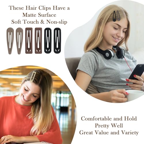 18pcs Snap Hair Clips, 2.76 Big Snap Clip, Matte Hairpin Accessories for Women Girls, Nonslip Metal Barrettes, Neutral Color - color: 2.76'' Matte Neutral