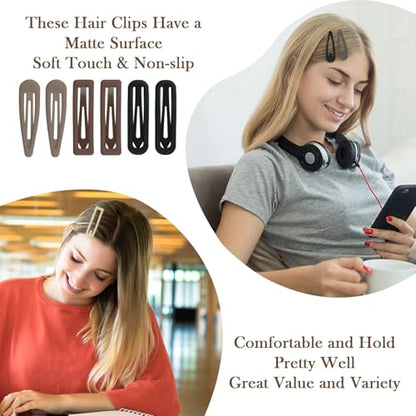 18pcs Snap Hair Clips, 2.76 Big Snap Clip, Matte Hairpin Accessories for Women Girls, Nonslip Metal Barrettes, Neutral Color - color: 2.76'' Matte Neutral