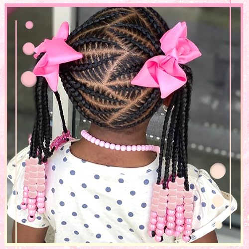 NAISKA 90Pcs Light Pink Kids Hair Beads Cute Hair Beads for Braids Round Small Beads for Hair Acrylic Gradient Dreadlock Beads Mini Pony Beads Loc Beads Clips Accessories - color: Light Pink