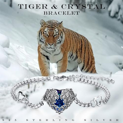 Animal Bracelet for Women 925 Sterling Silver Celtic Dragon/Horse/Wolf Bracelet Adjustable Bracelet Cute Animal Jewelry Gift for Women - style: Tiger Bracelet