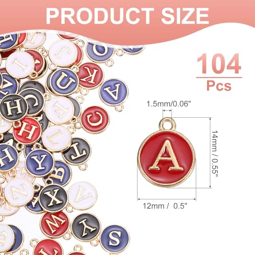 MECCANIXITY Letter Initial Charm Double Sided Alphabet Pendants A-Z Letter Charm for Jewelry Making Necklaces Bracelets Earrings DIY Accessories - color: White/Black/Blue/Red
