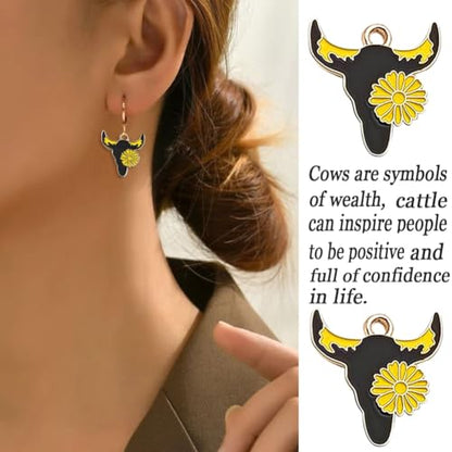 Cow Gold Plated Enamel Pendants Metal Animals Charms Pendant for Earrings DIY Jewelry Making Necklace Bracelet Keychain Craft Findings - color: C