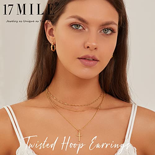 Gold Hoop Earrings Set for Women, 6 Pairs 14K Gold Plated Lightweight Hypoallergenic Chunky Open Twisted Hoops Earrings Pack Jewelry - color: Gold Twisted
