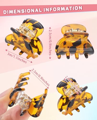 Molans 12 Pcs Small Hair Clips Mini Claw Jaw Clips Women Girls Thin Hair | Tiny Short Acrylic Cute Clips Non Slip Little Hair Accessories Clamps for Half Updo Styling Fine Hair Bangs Kids Toddlers - color: Black+Leopard
