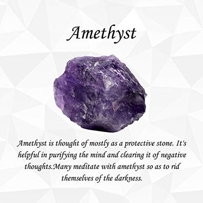 Top Plaza Flower Wrapped Natural Purple Amethyst Crystal Necklace | Antique Silver Healing Crystal Gemstone Necklaces for Women Mothers Day Mom Gifts - color: Amethyst