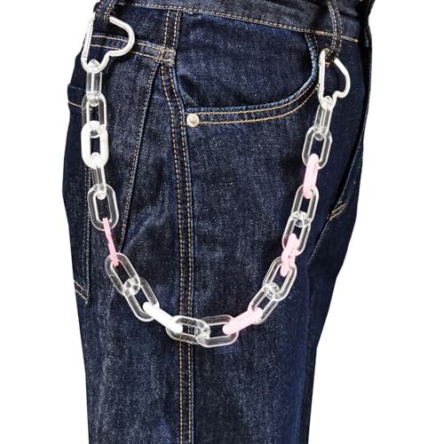 Colorful Acrylic Pants Pocket Chain Hip Hop Jeans Chain,Acrylic Chain Strap for Purse Handbag Diy Accessory - style: Clear Pink