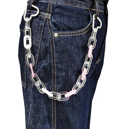 Colorful Acrylic Pants Pocket Chain Hip Hop Jeans Chain,Acrylic Chain Strap for Purse Handbag Diy Accessory - style: Clear Pink