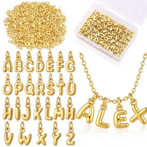 Tondiamo Gold Bubbled Charm for Jewelry Making Gold Letter Charm A- Z Alphabet Pendant Letters 3D Bubble Glitter Trendy Chunky Initial Alphabet for Women DIY Craft Bracelet Necklace - style: Style D