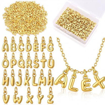 Tondiamo Gold Bubbled Charm for Jewelry Making Gold Letter Charm A- Z Alphabet Pendant Letters 3D Bubble Glitter Trendy Chunky Initial Alphabet for Women DIY Craft Bracelet Necklace - style: Style D