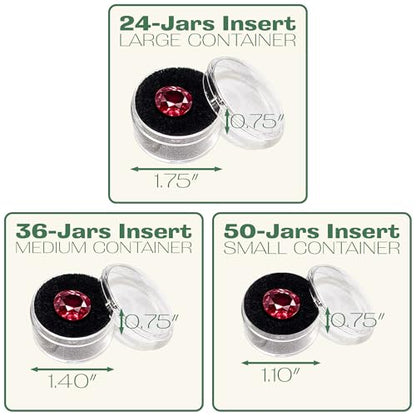 2-Pack 36-Jars Velvet Foam Padding Jewelry Container Inserts - Tray/Case Liners - Medium Gem, Beads, Collectibles Storage Box (Black) by The Display Guys - color: Black, size: Jars - 36