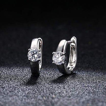 Barzel 18K Gold Plated Cubic Zirconia Huggie Cuff Earrings For Women - color: White Gold
