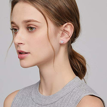 Sparkling 925 Sterling Silver Round Cut 5A+ Cubic Zirconia CZ Stud Earrings Hypoallergenic Earrings for Women/Men 4MM-8MM - color: A: Silver, size: 5mm
