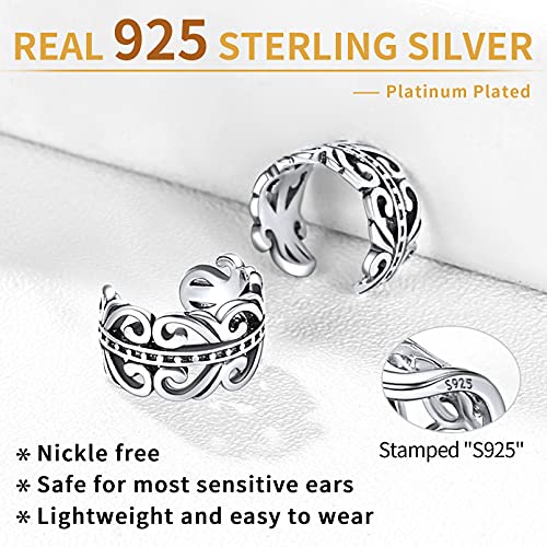 ChicSilver 925 Sterling Silver Ear Cuffs Non-Piercing Cartilage Earrings: Various Styles, Conch Cuffs (with Gift Box) - style: B: 5mm Cetic Cuff