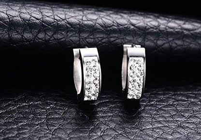 Stainless Steel Womens Mens Hoop Earrings Huggie Earrings CZ Piercings Hypoallergenic 18G (2pair Gold&Silver)