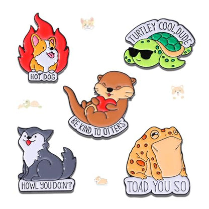 5Pcs Cute Coffee Cat Sloth Enamel Pin Set Cartoon Animal Coffee Cup Brooch Badges, Funny Lapel Pins for Backpacks, Jackets, Bags, Coffee Lover Gift - color: JH-066