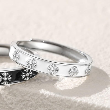 Matching Promise Rings for Couples 925 Silver Plated Engagement Wedding Ring Open Band Sets for Him and Her Cubic Zirconia Crystal Jewelry Gift for Girlfriend Boyfriend Size Adjustable