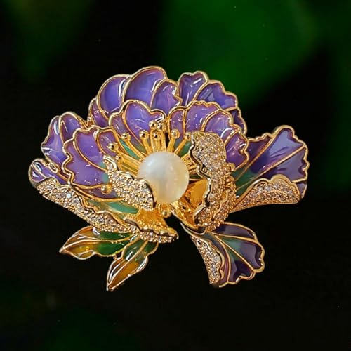 SYWDUDUCLT Fashion Elegant Brooches for Women Brooch, Suitable For Party And Daily Wear On Many Occasions - style: Peony-Purple