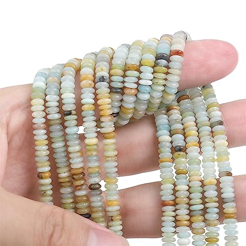 BEADIA Natural Amazonite Spacer Beads Caps Rondelle Disk Loose Beads for Beading Jewelry Making 4mmx2mm 38cm - color: Amazonite, size: Rondelle Disk 4mm x 2mm