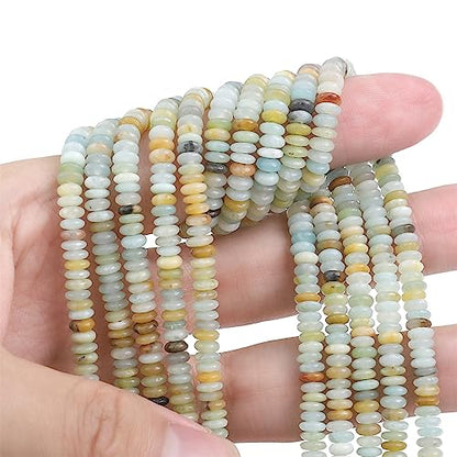 BEADIA Natural Amazonite Spacer Beads Caps Rondelle Disk Loose Beads for Beading Jewelry Making 4mmx2mm 38cm - color: Amazonite, size: Rondelle Disk 4mm x 2mm