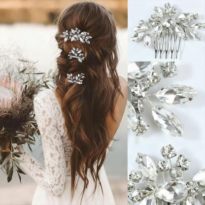 7 Pcs Silver Rhinestone Bridal Hair Pin Clip Sparkly Crystal Wedding Headpieces for Brides Bridesmaids Women Girls(Silver Rhinestone) - color: Silver Rhinestone