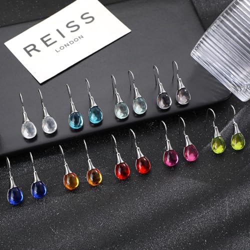 Ritach Teardrop Earrings for Women Trendy Sterling Silver Hypoallergenic Crystal Dangle Drop Earrings Set for Jewelry - color: A-9pairs