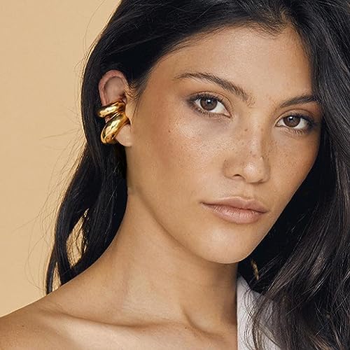Ear Cuff Earrings for Women Chunky Ear Cuffs Non Piercing | Clip on cartilage earrings helix fake earrings jewelry trendy stuff christmas gift stocking stuffers - color: P