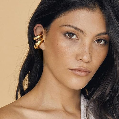 Ear Cuff Earrings for Women Chunky Ear Cuffs Non Piercing | Clip on cartilage earrings helix fake earrings jewelry trendy stuff christmas gift stocking stuffers - color: P