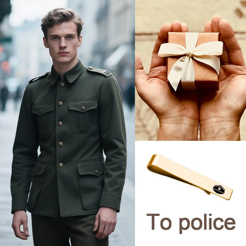 Mens Airplane Tie Clip for Boyfriend Husband Son Flight Attendant Accessories for Men - style: Gold Police