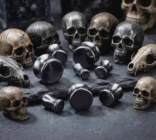 Ear gauges hematite organic stone plugs pair - size: 10mm-00 gauge