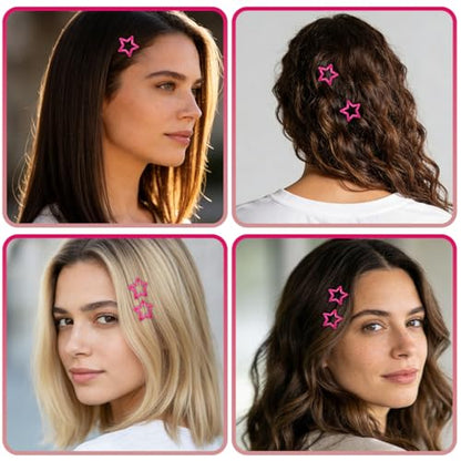 70 Pcs Metal Glitter Snap Hair Clips for Women,Small Snap Barrettes for Women Girls Thick Fine Hair (Rosered) - color: Rosered
