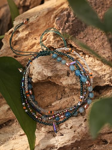 Bohemian Bead Stacked Bracelet, Vintage Multi-Layer Bracelet, Gift for Her - style: Bracelet R17-024