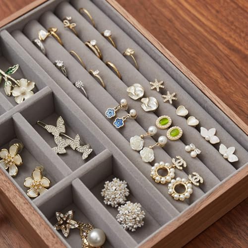 Black Walnut Jewelry Organizer, 4 Layer | Wooden Jewelry Box, For Women, For Necklaces Ring Earring - size: 4 Layer