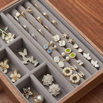 Black Walnut Jewelry Organizer, 4 Layer | Wooden Jewelry Box, For Women, For Necklaces Ring Earring - size: 4 Layer