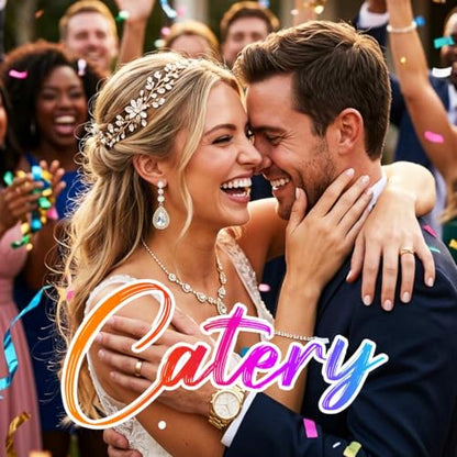 Catery Rhinestone Earrings Silver Crystal Teardrop Earrings Long Wedding Jewelry for Women - color: Gold