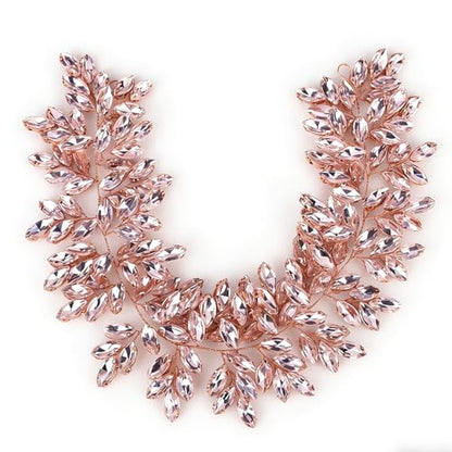 Missgrace Women Silver Green Black Red Blue Handmade Full Crystal Rhinestone Large Headband Hair Vine Shinny Headpiece Bridal Wedding Hair Accessories for Women (Rose gold pink) - color: Rose gold pink
