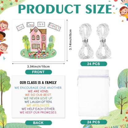 Tondiamo 24 Sets Back to School Gifts Friendship Bracelet Making Kit for Students Include Our Class is a Family Greeting Cards Beads Strings Bags DIY Kit for First Day of School Classroom - style: Classic