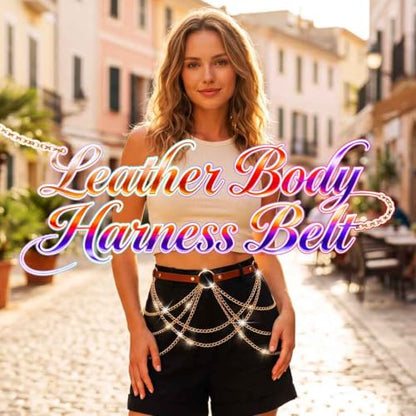CLOACE Punk Waist Chain Belt Leather Layered Heart Body Chains Gothic Body Accessories for Women - color: Brown