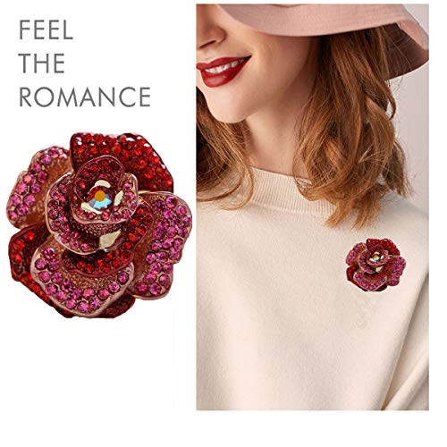seven wolves Brooches for Women Austria Crystal Brooch Pins Rhinestones Brooches Daily Wearing Breastpin with Boxes - color: Red 4