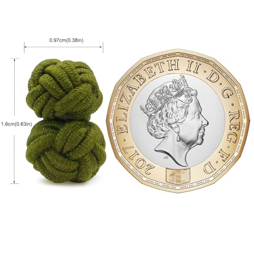 HONEY BEAR Round Silk Knot Elastic Fabric Cufflinks for Men Women 1 Pair | Wedding Business, Tarnish-Resistant, for Groomsmen, Father, Husband, Wife, Anniversary, and Formal Events - style: Army Green