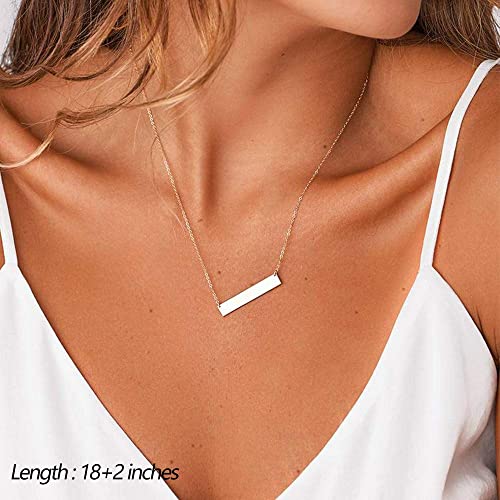 Turandoss Dainty Layered Choker Necklace, Handmade Y Pendant Necklace Multilayer Bar Disc Necklace Adjustable Layering Choker Necklaces for Women - style: "3PCS - simulated Pearls&Bar&Hammered Disc
