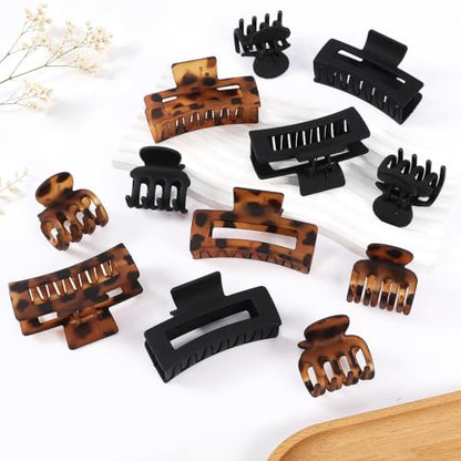 Purple Hair Claw Clips 12PCS, Elegant Clips for Women, Non-Slip Hold for Everyday Styling - color: Black Tortoise