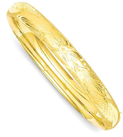 IceCarats 14K Solid Yellow Gold Hinged Bangle Bracelet, 7 inch | Diamond Cut, Polished, Matte