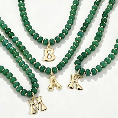 Initial Beaded Necklaces for Women,14K Gold Plated Bubble Letter Pendant Jewelry Gifts - color: acrylic neccklace-n