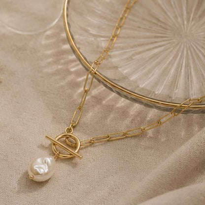 Teardrop CZ Pendant Paperclip Chain Necklace 18K Plated Paperclip Toggle Necklace Jewelry Birthstone Gift for Women - color: Style-2