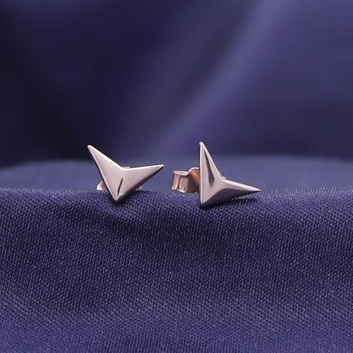 AFFY 14K Gold Plated 925 Sterling Silver Plain Minimalist dainty Stud Earrings Jewelry For Her Women Birthday Gift - color: Triangle