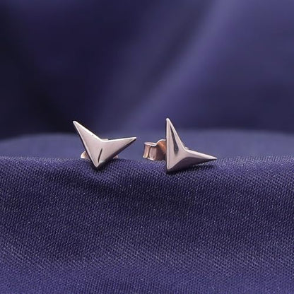 AFFY 14K Gold Plated 925 Sterling Silver Plain Minimalist dainty Stud Earrings Jewelry For Her Women Birthday Gift - color: Triangle