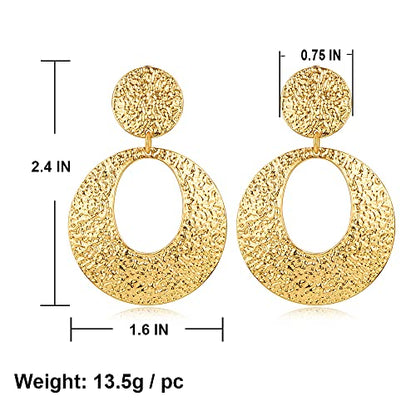 Matte Gold Silver Large Clip On Earrings for Women Statement Earrings - color: Clip e