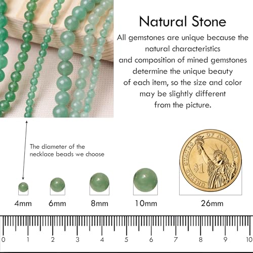 Simple 4mm Gemstones and Crystals Choker Necklace Unisex 16"-18" | Necklaces for Women Men, Adjustable, 40-45 cm Chain Length, Handmade, Spiritual Gemstones, Positive Energy, Daily Wear - style: Aventurine