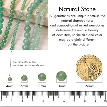 Simple 4mm Gemstones and Crystals Choker Necklace Unisex 16"-18" | Necklaces for Women Men, Adjustable, 40-45 cm Chain Length, Handmade, Spiritual Gemstones, Positive Energy, Daily Wear - style: Aventurine